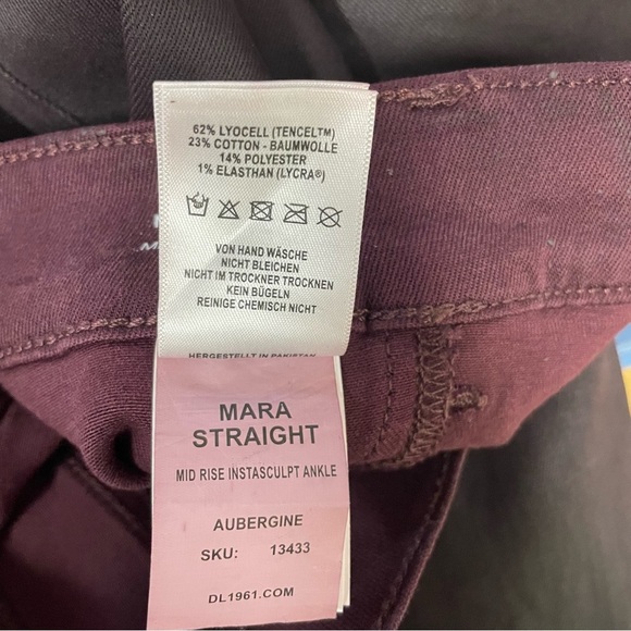DL1961 Womens Coated Denim Mara Straight Leg Jeans Aubergine size 31 - Picture 6 of 8
